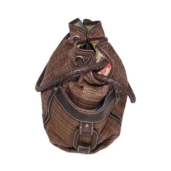 Fossil Brown HOBO Bag with Bead Keychains and Braided Leather Straps - Picture 2 of 7